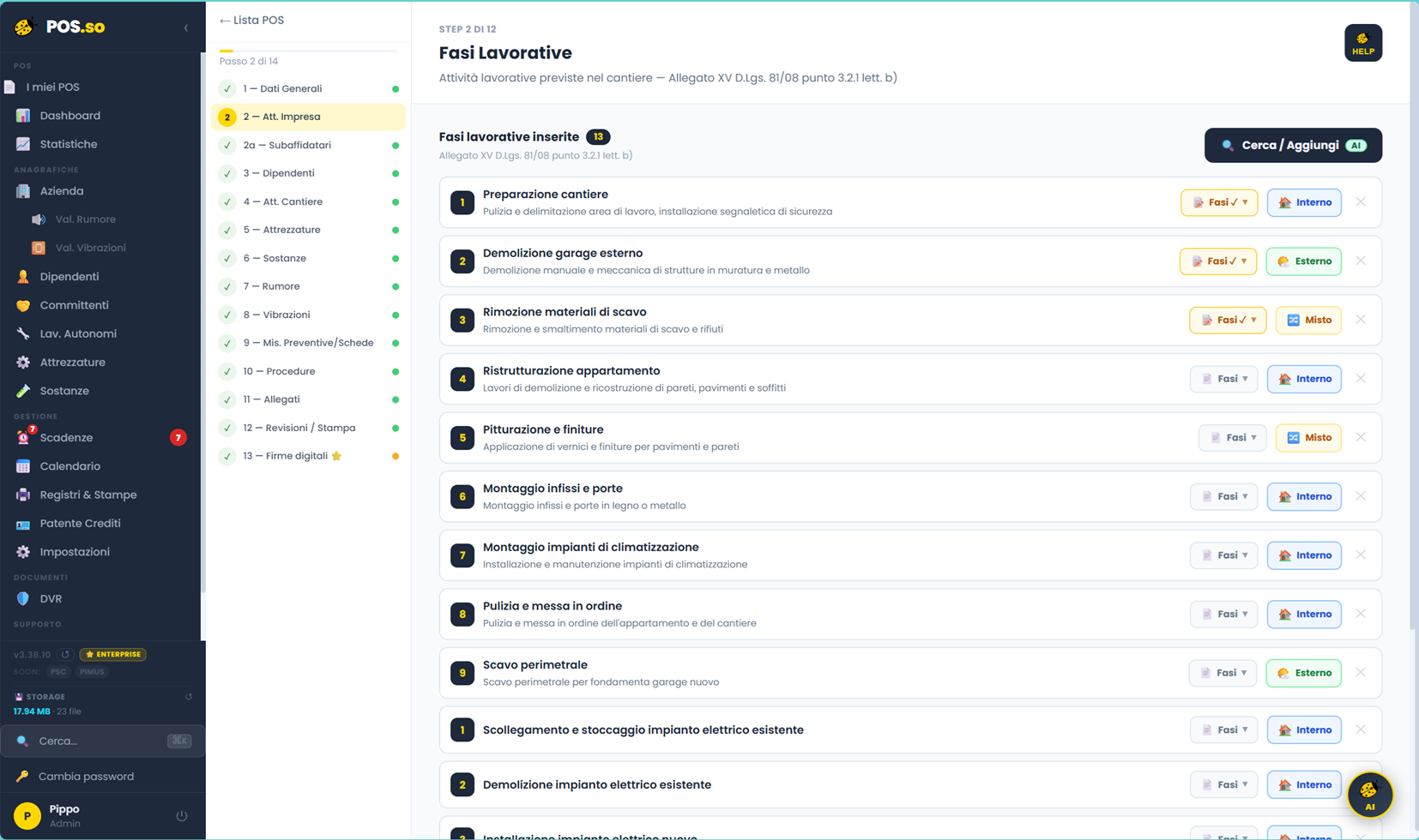 Fasi lavorative generate automaticamente dall'AI
